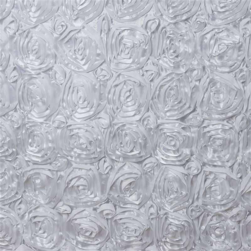 Paige WHITE 3D Floral Polyester Satin Rosette Fabric by the Yard – 10028