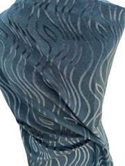 Dark Teal/Green/Silver Poly/Lycra Wavy Shimmer Stretch Velvet Knit 58″ Wide