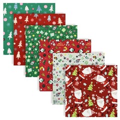 6 PCS Christmas Fabric Fat Quarters 19.7×19.7 Inch Cotton Quilting Bundles DIY