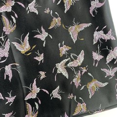 Brocade Fabric Black Silver Pink Butterfly Print 45” x 2 Yards