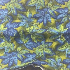 Blue/Green Leaves Cotton 3 1/2 Yards X 42″ Wide