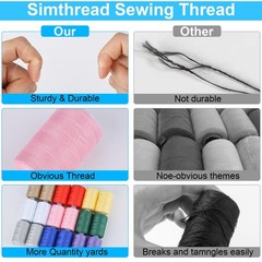 Simthread All Purpose Sewing Thread, 4 Spools Each 1000 Yards of Black