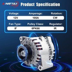 105A New Alternator Compatible With 2001 2002 2003 2004 Ford Mustang 3.8 V6, …