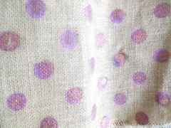 Fabric new Burlap Jute Polka Dots Metallic Purple 4 yards 15 inches wide Craft