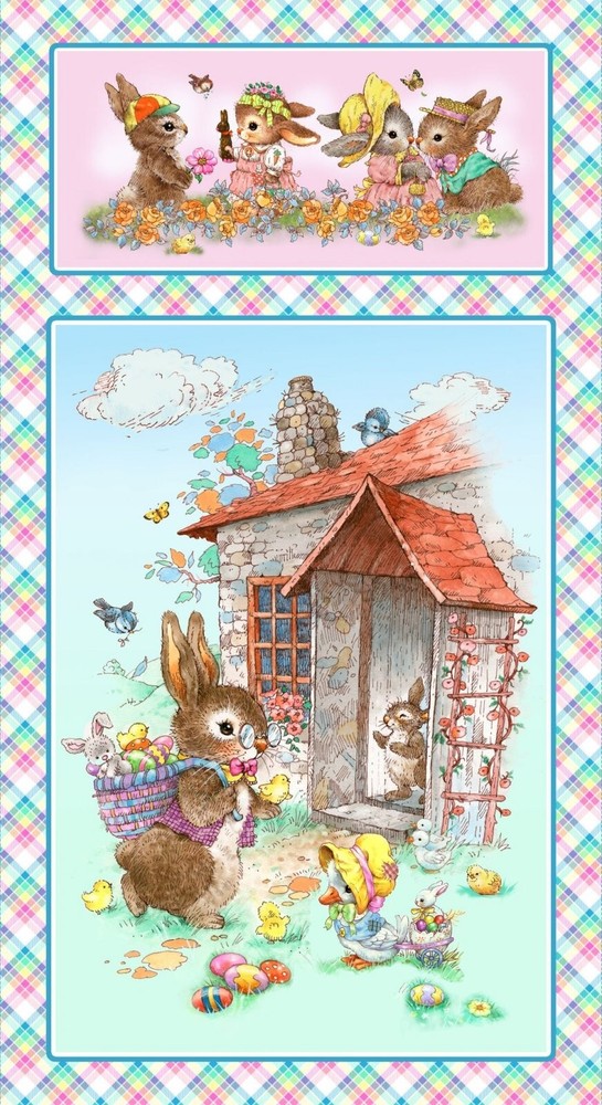 Henry Glass Bunny Tails – Bunnies 24″ Panel Cotton Fabric