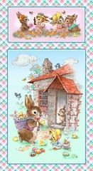 Henry Glass Bunny Tails – Bunnies 24″ Panel Cotton Fabric