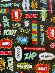 OILCLOTH/PLASTIC COATED FABRIC~Superhero~Bang~My Secret Identity~Wham~Pow~COMIC~