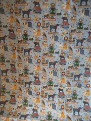 Debbie Mumm Dogs Allover for SSI BLUE STRIPE WITH DOGS COTTON FABRIC 28X42″