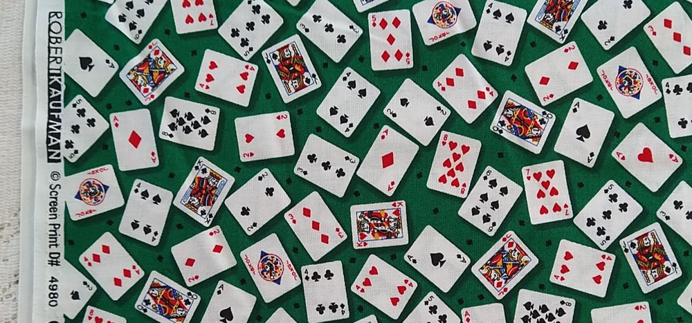 REMNANT Novelty Mini Poker Cards Green Mini Delights ROBERT Kaufman 12″x22″