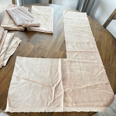Vintage Velvet Stria Fabric Remnants Champagne Blush Pink Upholstery Lot 3.5 Lb