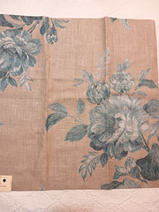 GP&J Baker Fabric Sample Linen Cotton Camelia Aqua Blue 24″ Square Made in Italy