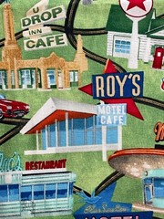 Route 66 Print Fabric By the yard. 100% cotton