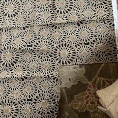 Piece Of Richloom Black & Tan Geometric Fabric Size 54”x 43” With Square Cut Out