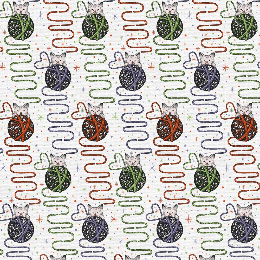 Feline Drive Fabric APOTHECARY Cat Yarn Multi Paintbrush Studio Sold by the Yard
