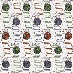 Feline Drive Fabric APOTHECARY Cat Yarn Multi Paintbrush Studio Sold by the Yard