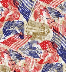 250 Years Of America•Historic Engravings Fabric! 1yd BTY•Cotton•Fast Ship!