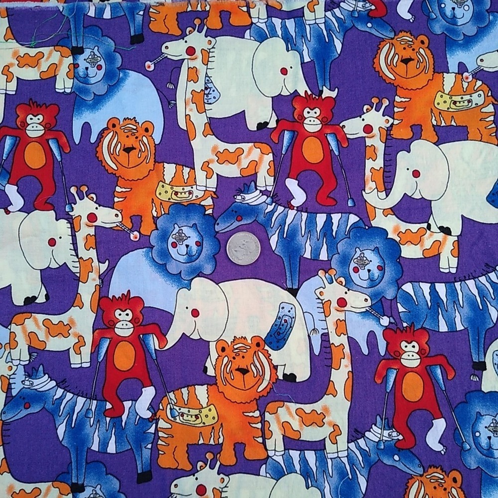 1.8 Yards (66 in) Novelty Animal Vet Nurse Scrub Fabric Quilting Zoo Cotton