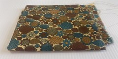 1.33Y Klopman Mills Fabric Turquoise Brown Orange Flower Shiny Slick Poly/Rayon?