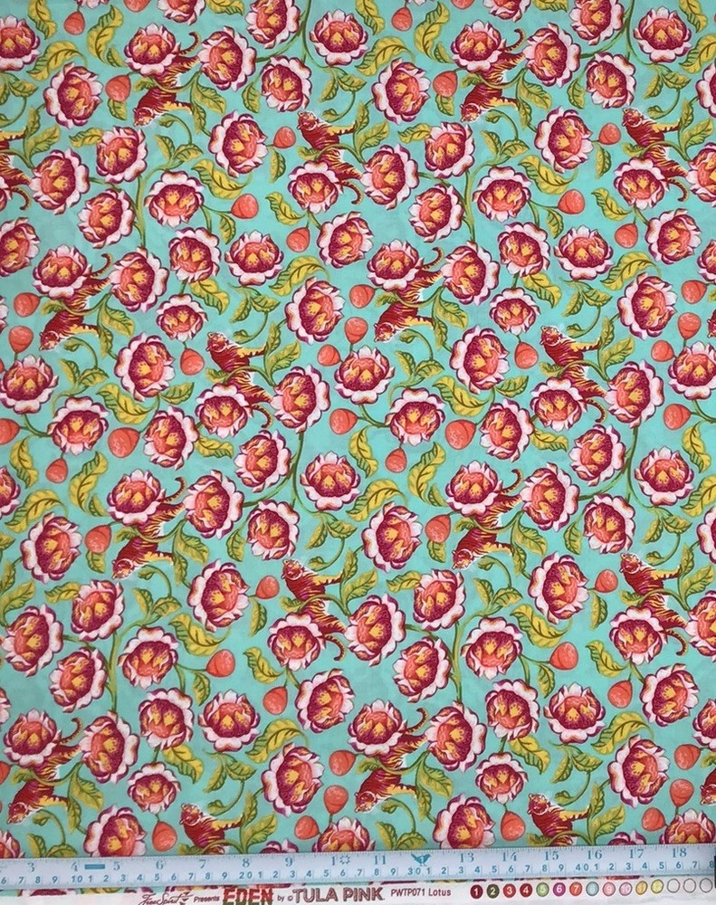 Tula Pink Eden Lotus Tomato OOP Fat Quarter 100% Cotton Quilting Fabric