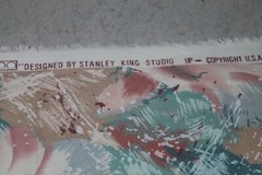 Stanley King Studio Turquoise Coral Dupont Teflon Paint Splatter Fabric Vintage