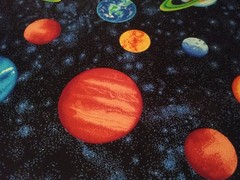 Large Print Space Fabric Planets Fabric Large Print Planets Fabric Remnant Scrap