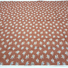 VTG Nosegays On Birdseye Blue White On Rust Debut Designs Cotton Fabric 2.7 YDS