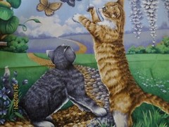 Gorgeous Cats & Flowers Birds Butterflies Birdhouses Spring Industries Panel