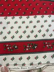Cranston Fabric Deer Pillow Quilt Fabric Panel Holiday Red Green Holly Deers