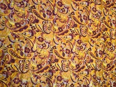 60s-70s VTG Sheer Seersucker Nylon Fabric Orange Floral Paisley 92″x40″ Unused