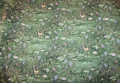 Butterfly garden water pond lily dragonfly fern iris cotton fabric 2.86 yards