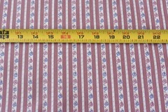 By 1/2 Yd, Vintage, Blue Pink Mauve & Cream Floral Striped/Fabric Traditions,V14