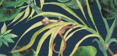 CLARKE & CLARKE CURTAIN FABRIC DESIGN Monkey Business 6.1 METRES INDIGO