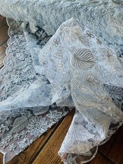White Lace Fabric Floral Pattern Embroidery Scalloped DIY Wedding Party Decor