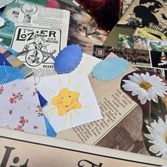 Junk Journal Lot 1Lb Ephemera Card Ribbons Book Page Fabric Button Craft Collage