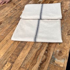 Grain Sack Fabric 56 x 105.5″ Grayish Tan With Black Stripes