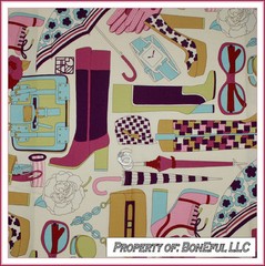 BonEful Fabric FQ Cotton Quilt Cream Pink VTG Groovy Hippie Lady Women Shoes Bag