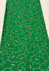 Christmas Light Strings*Candy Canes*on Green * Fabri-Quilt *100% Cotton *8″ x21″