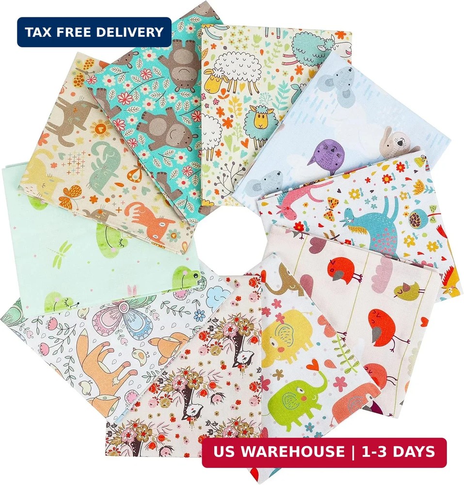 Craftido -25 Options- 100% Cotton Quilting Fabric Bundles 10pcs Fat Quarters 18″