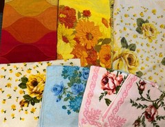 Lot Of 7 Vintage Floral Towels Various Sizes For Sewing Crafts Cutter Fabric