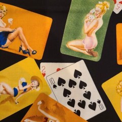 Poker Pin-Ups Playing Cards Fabric By Marcus Brothers Textiles 1 Yd