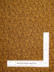 Pumpkin Fabric Rustic Fall Autumn Pumpkins Nutmeg Cotton Benartex By The Yard