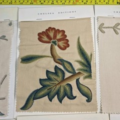 Chelsea Editions Embroidered Fabric Samples Lot of 8 Linen Textile Swatches