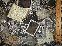 BOOKS PILES BOOK METALLIC THREAD SILVER COTTON FABRIC FQ