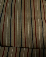 VTG Semi Sheer Red White & Blue Stripes on Beige Organdy BTHY