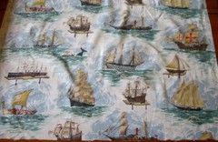 Exciting Vintage Sailing Ship Scenes Quality Cotton 2.33 yds 35″ Wide