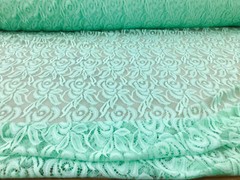 Embroidered Stretch Lace Apparel Fabric Sheer Floral Light Mint Green YY512