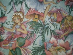 Gorgeous VINTAGE LARGE FAIRY Themed Fabric Remnant (150cm x 100cm)