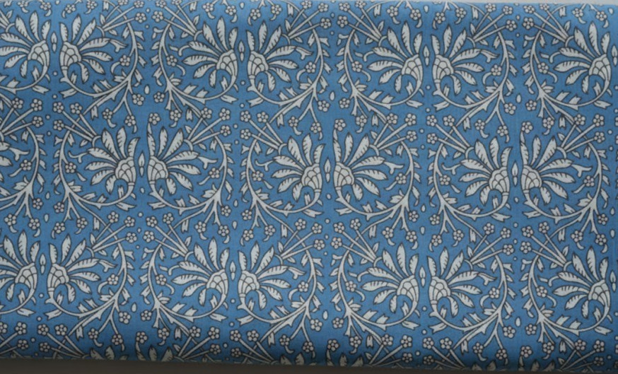 4 Yard Blue & White NO TARRIF CHARGES 100%✅Hand Block 100%Cotton Fabric KK3