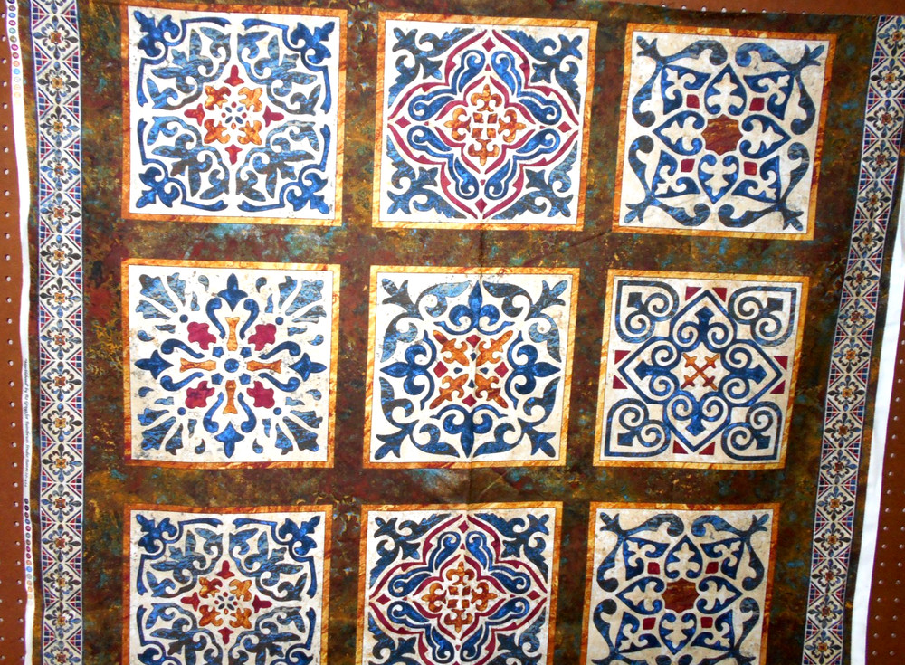 1 Paintbrush Studios Marblehead Mosaic Tiles fabric Panel