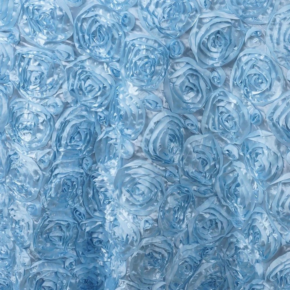 Paige LIGHT BLUE 3D Floral Polyester Satin Rosette Fabric by the Yard – 10028